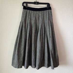 Vtg Escada Wool Pleated Midi Skirt Black White Houndstooth Sz 38 Us 6 80s